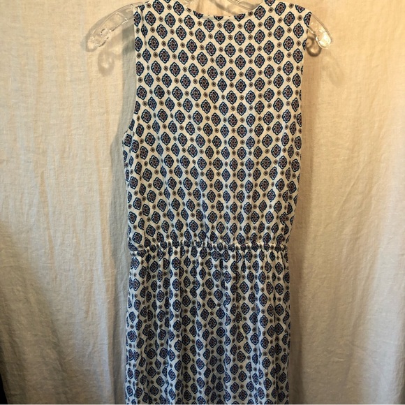 Crescent maxi dress deep v neck aqua paisley print border tassel drawstring M - Picture 13 of 14